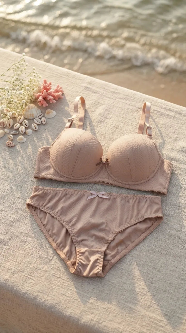 Khaki Push-Up Bra Set For Women LB2091