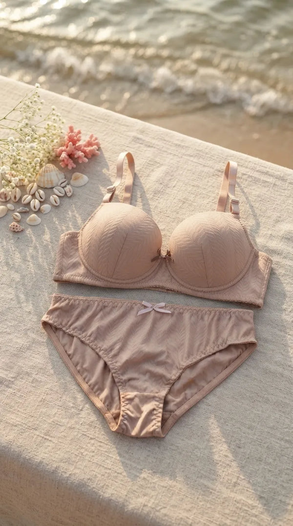 Khaki Push-Up Bra Set For Women LB2091