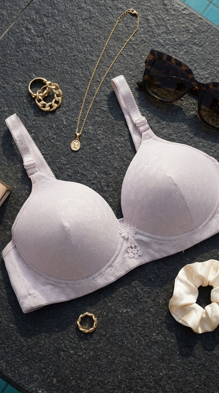 Grey Cotton Padded Bra For Women LB5000