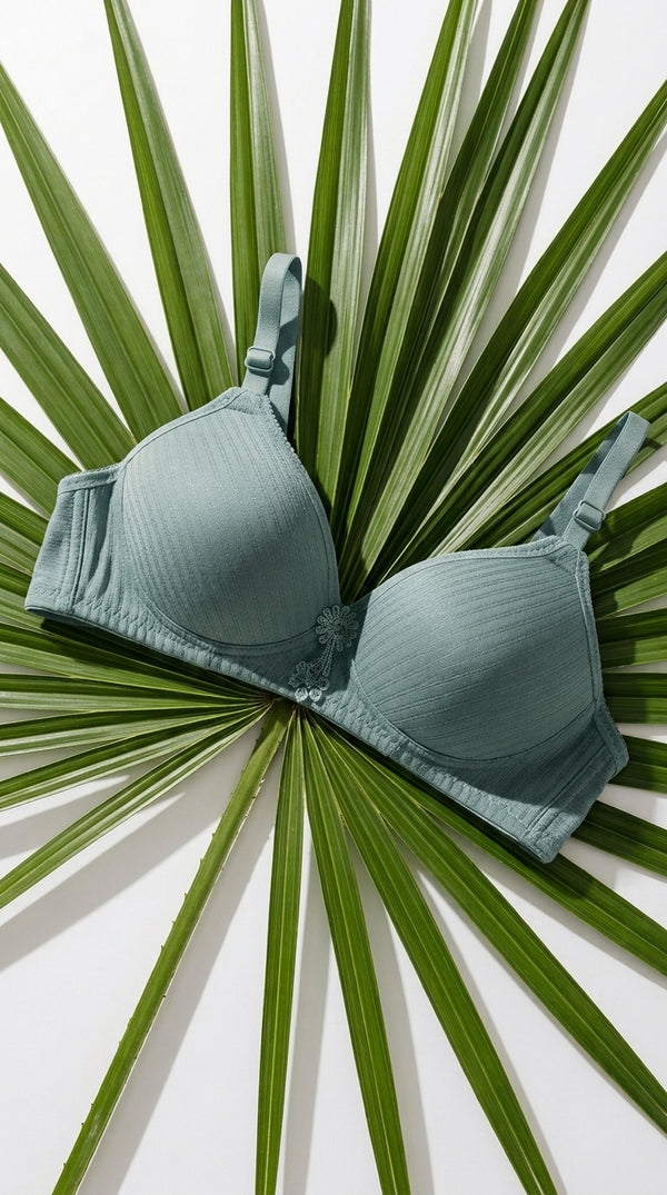 Green Cotton Padded Bra For Women LB5002
