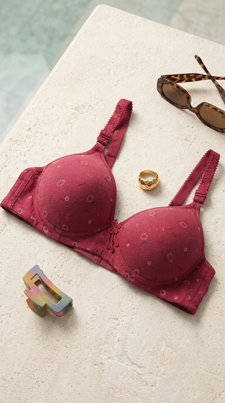 Burgundy Wireless Padded Bra For Women LB5021