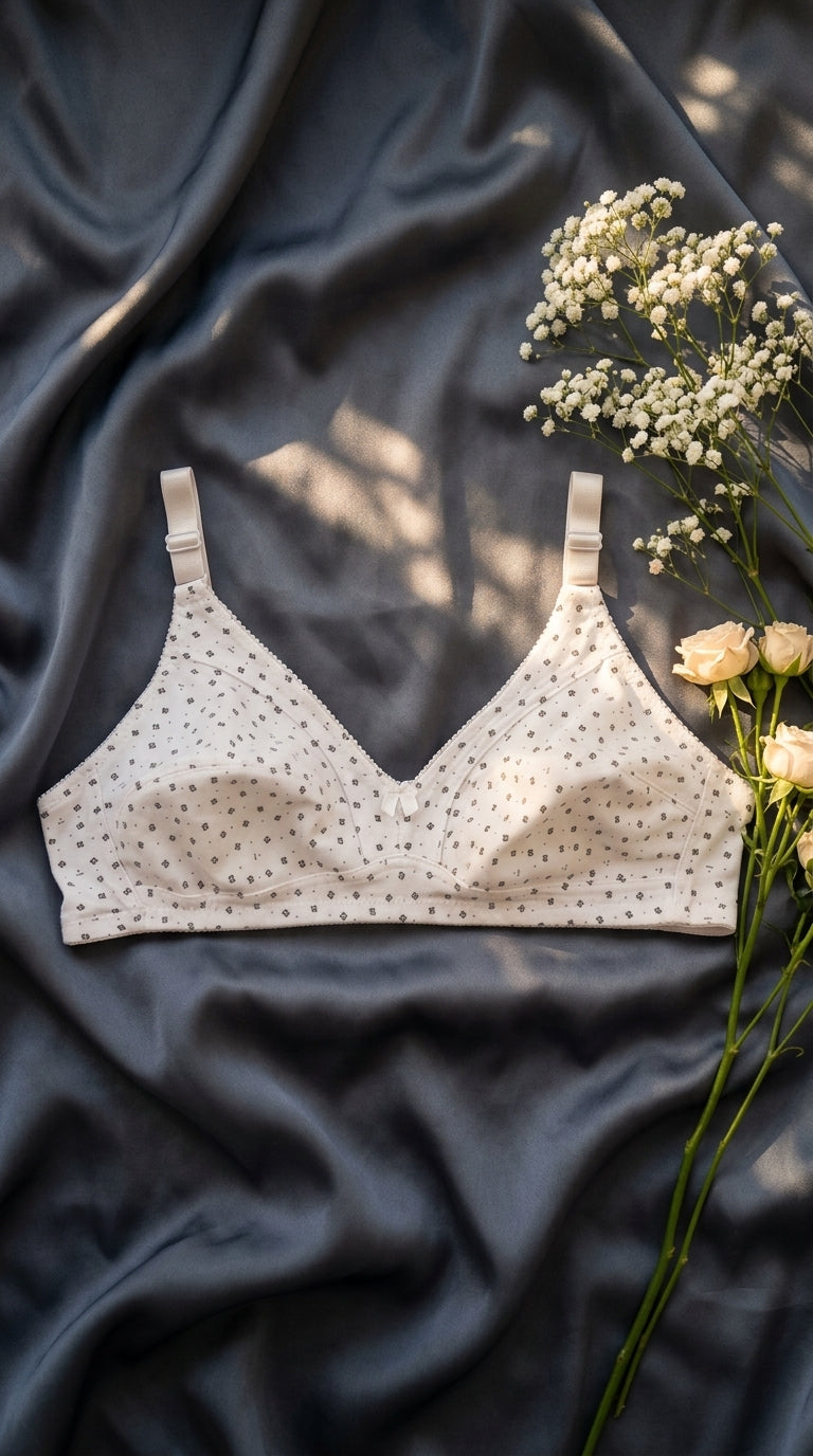 Off/White Cotton Bra For Women LB5038