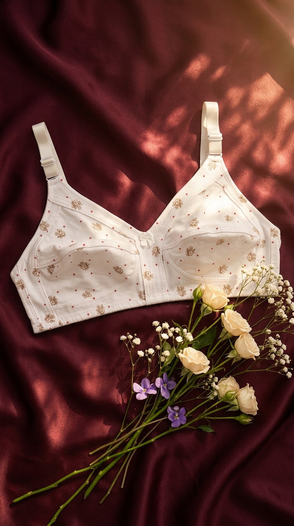 Off/White Cotton Bra For Women LB5040