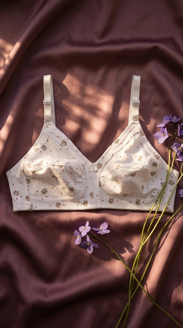 Off/White Cotton Bra For Women LB5041