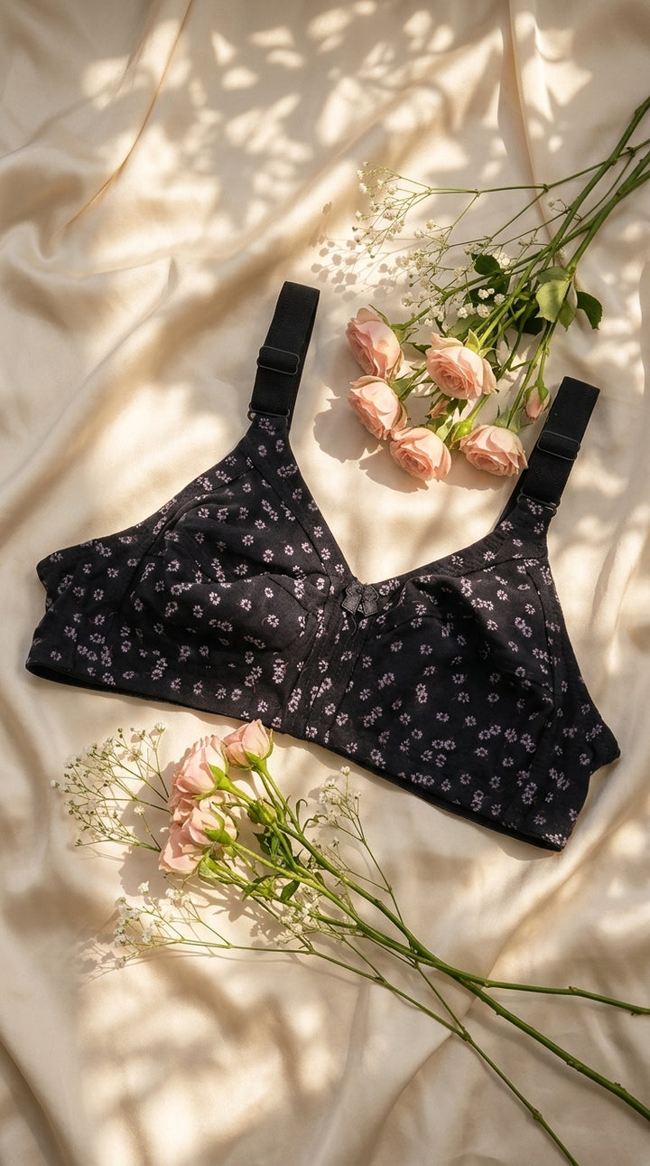 Black Basic Cotton Bra For Women LB5043