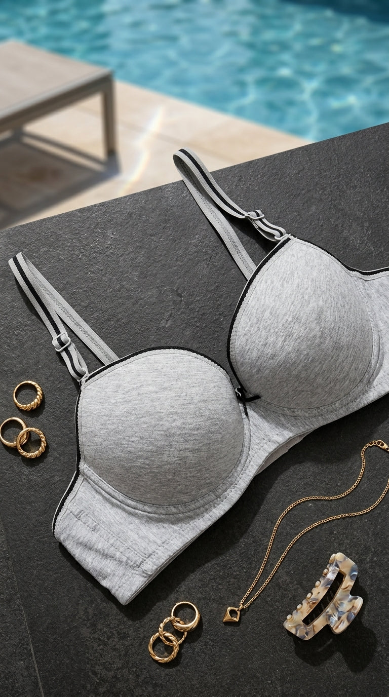Grey Padded Bra For LadiesLB5099