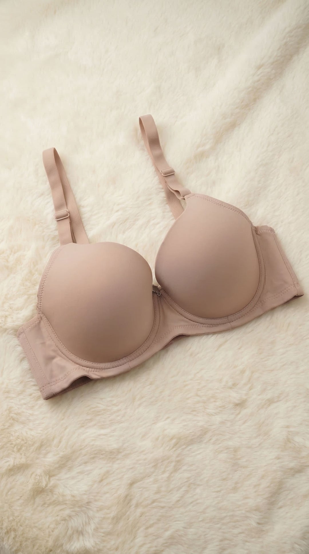 Cream/Pink Padded Bra For Women LB5105