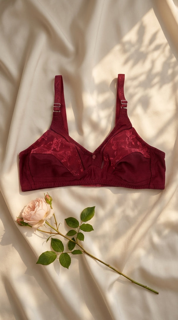 Maroon Cotton Bra For Women LB5267