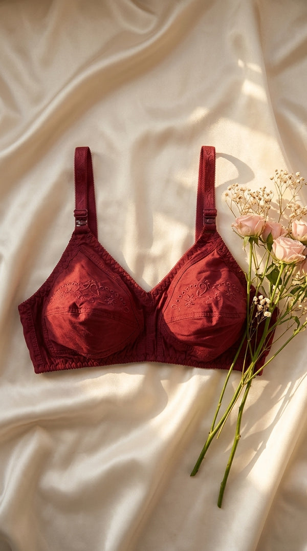 Maroon Cotton Bra For Women LB5328