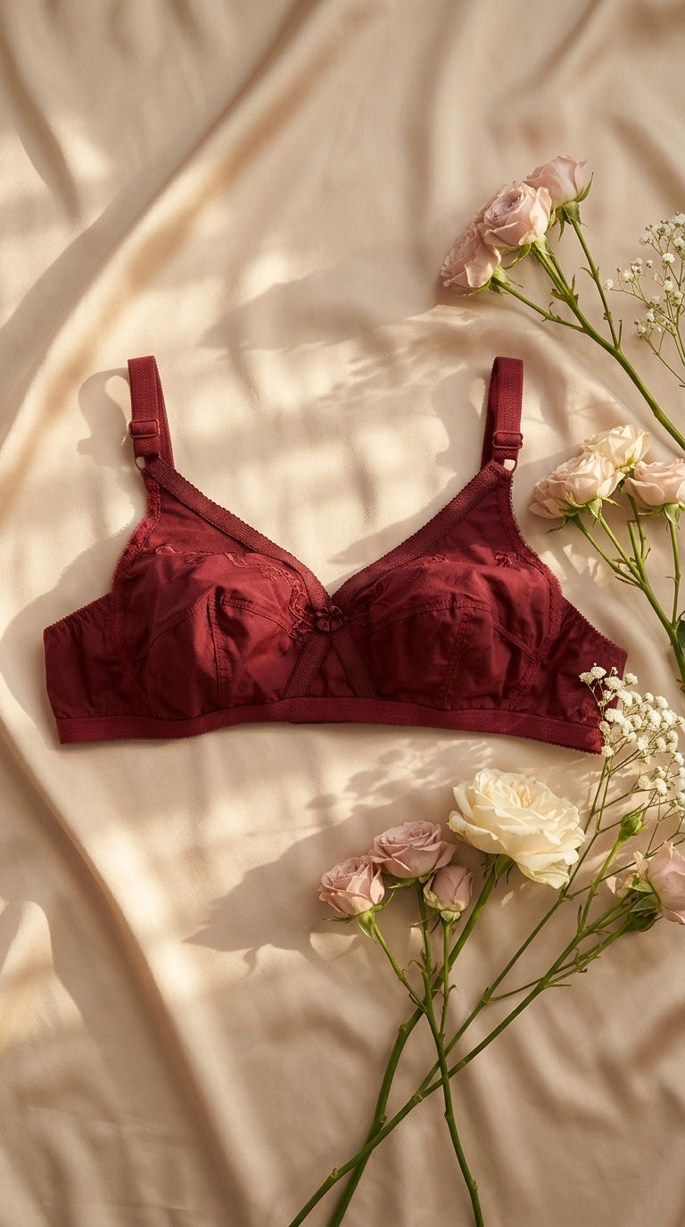Maroon Cotton Bra For Women LB5394