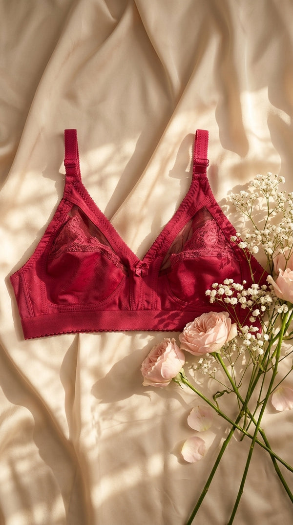 Red Cotton Bra For Women LB5407