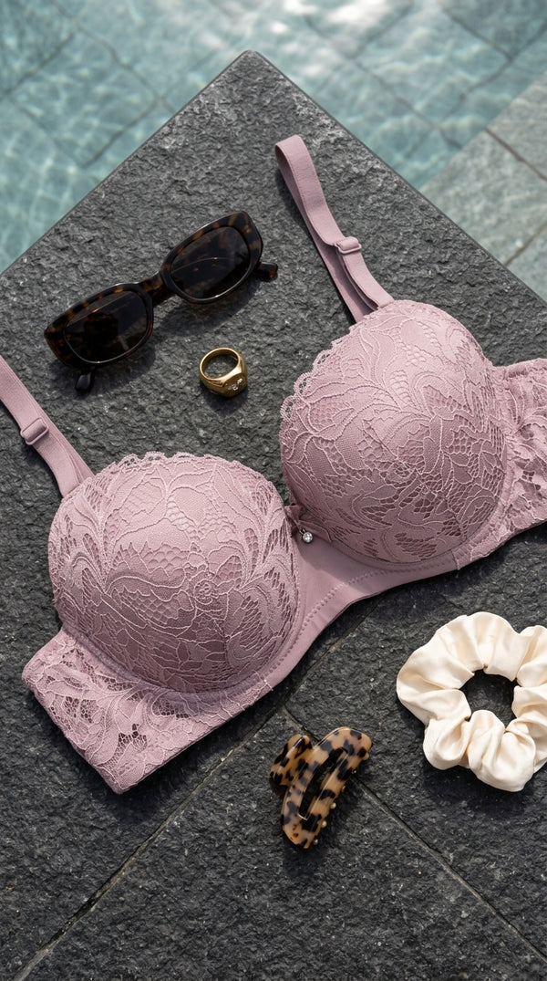 Cream/Grey Push-Up Bra For Women LB5435