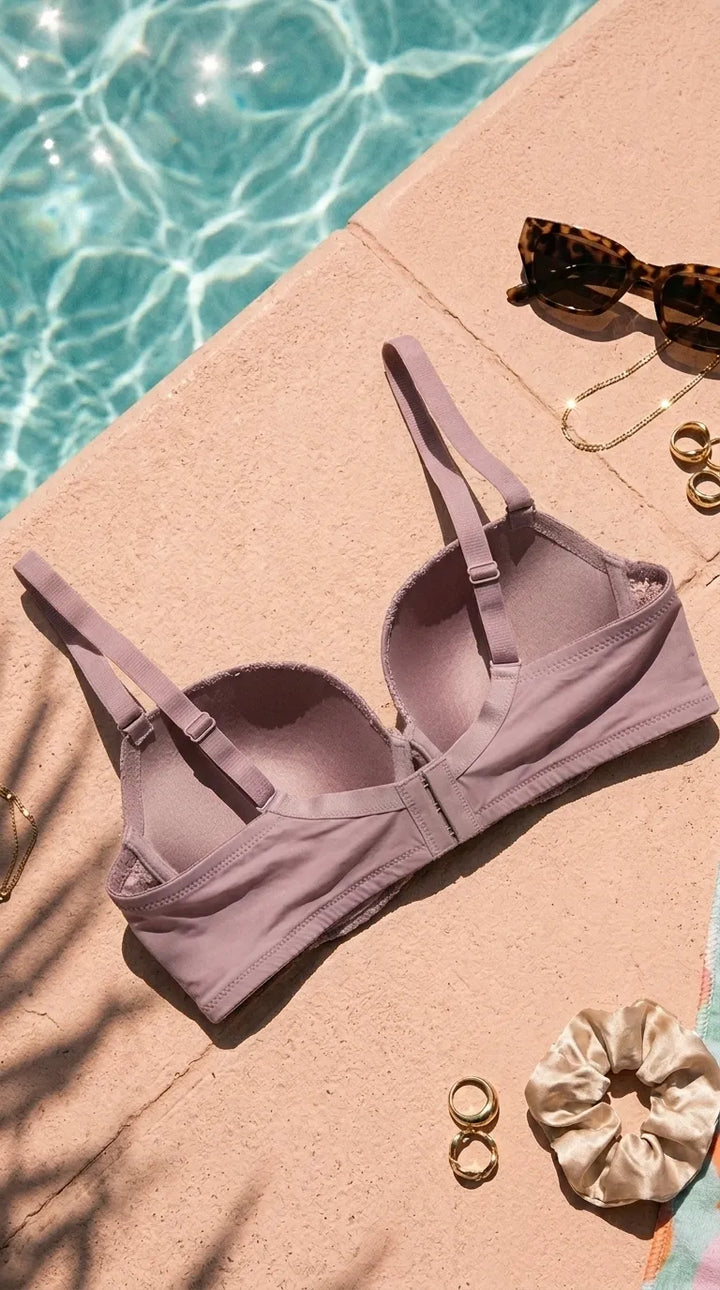 Cream/Grey Push-Up Bra For Women LB5437