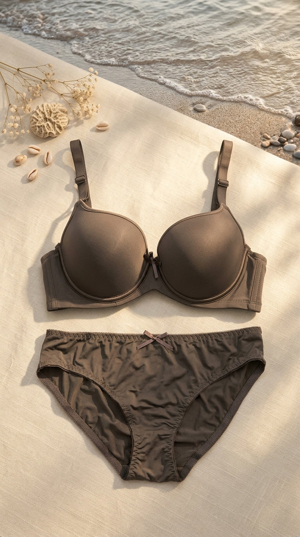 Dk Grey Padded Bra Set For Women LB5445