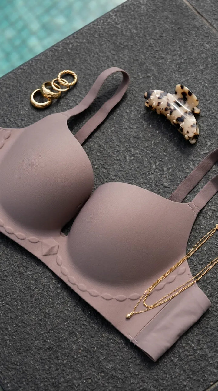 Cream/Grey Padded Bra For Women LB5448