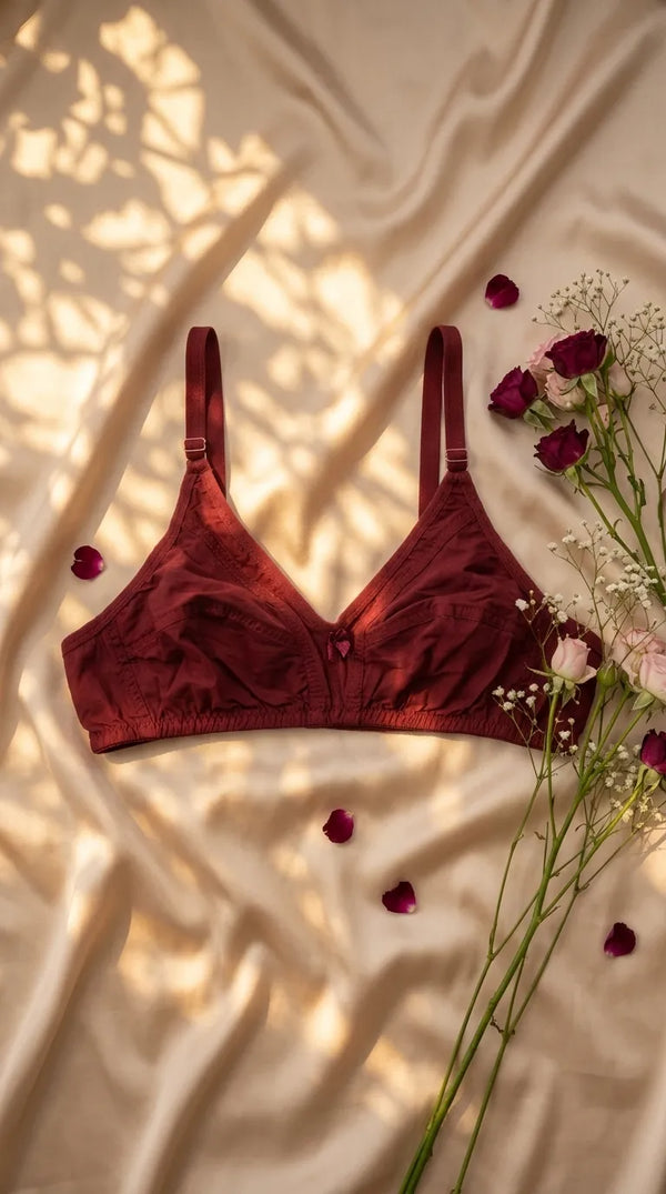 Maroon Cotton Bra For Women LB5476