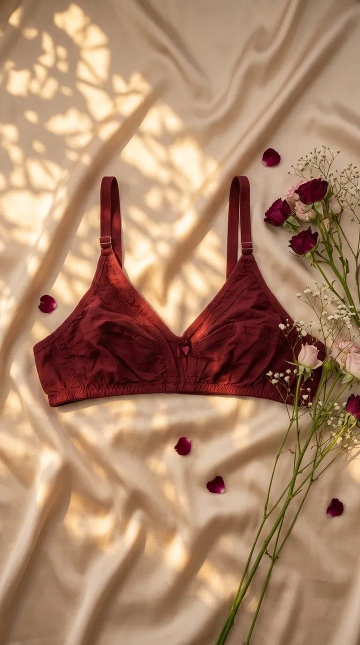 Maroon Cotton Bra For Women LB5476