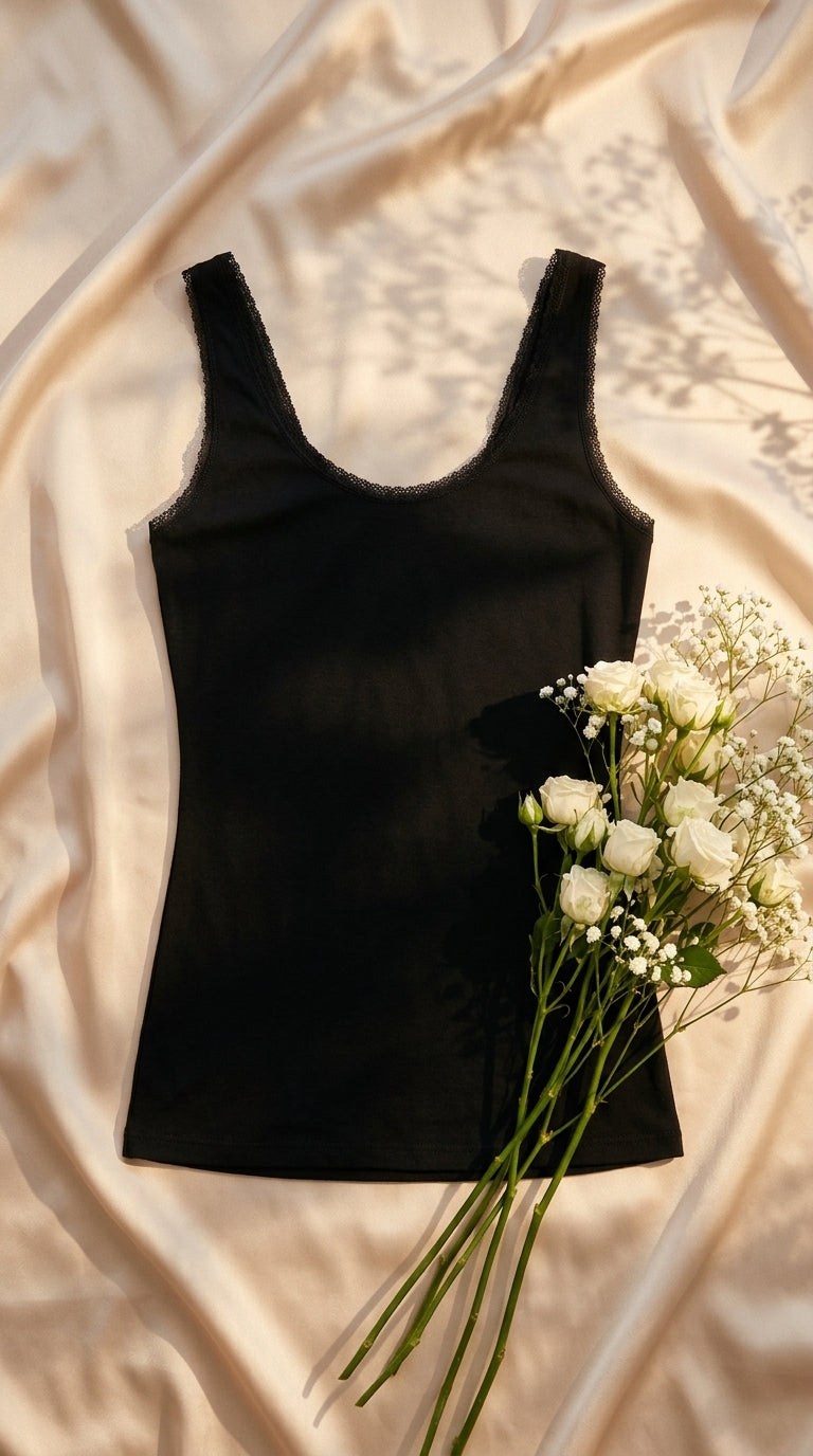 Black Solid Tank Top LC0022