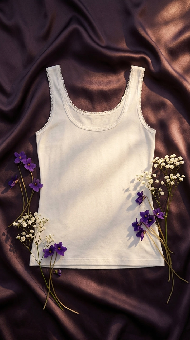 White Solid Tank Top LC0022