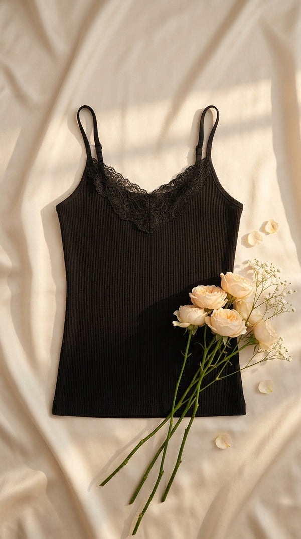 Black Solid Tank Top LC0025