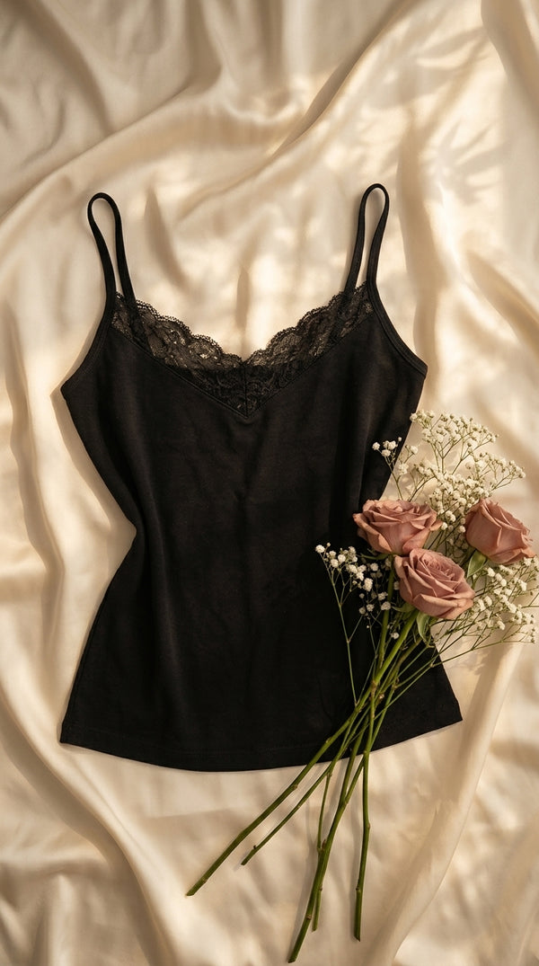Black Solid Tank Top LC003001