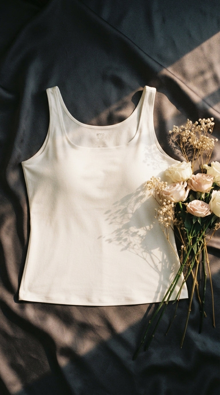 White Solid Tank Top LC003209