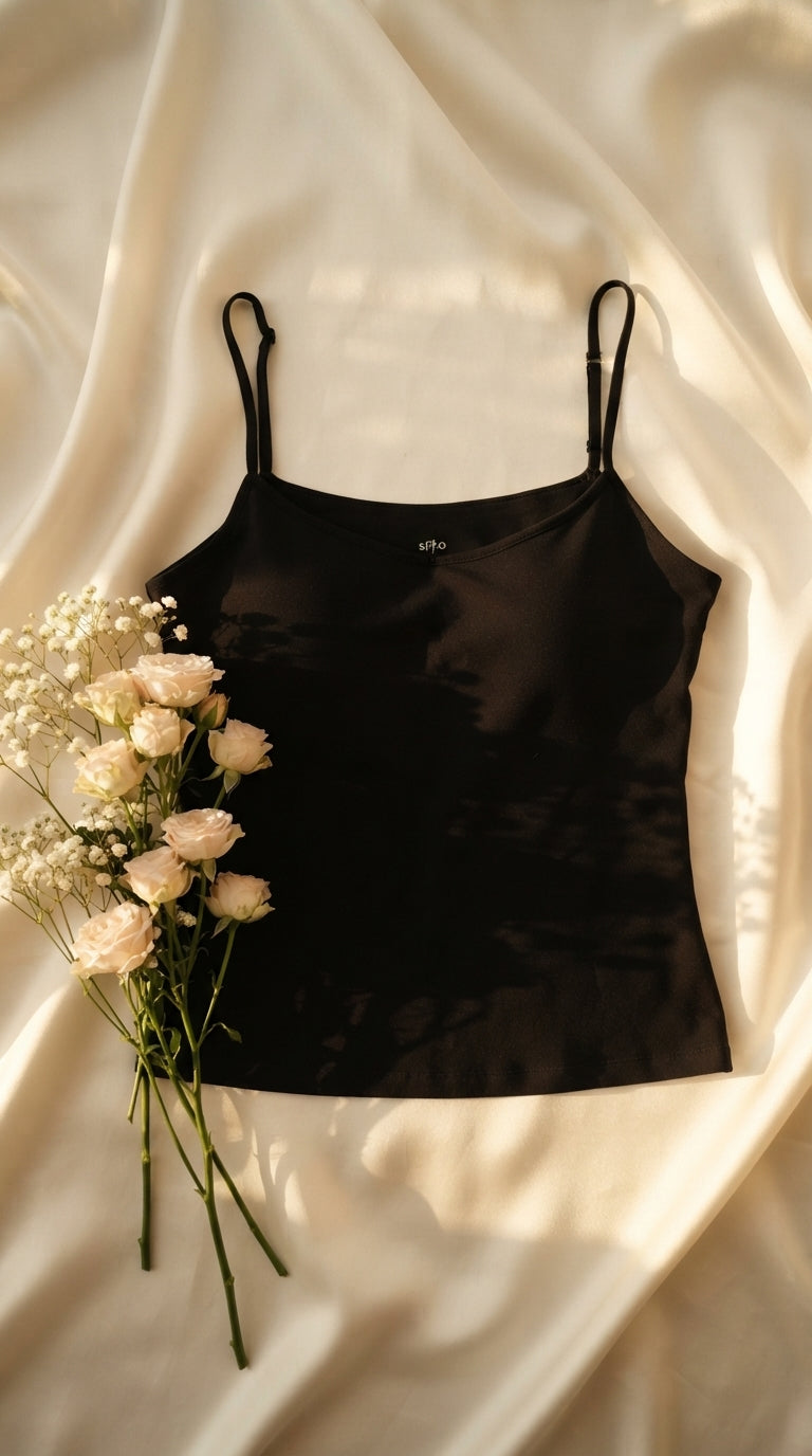 Black Solid Tank Top LC003401