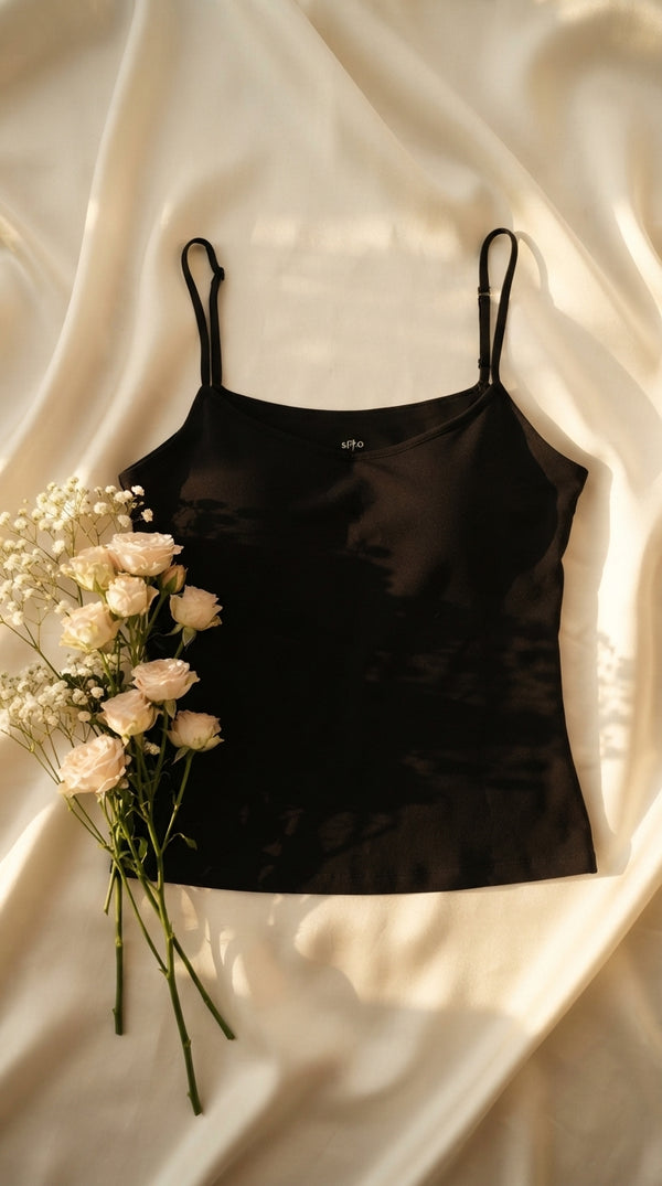 Black Solid Tank Top LC003401
