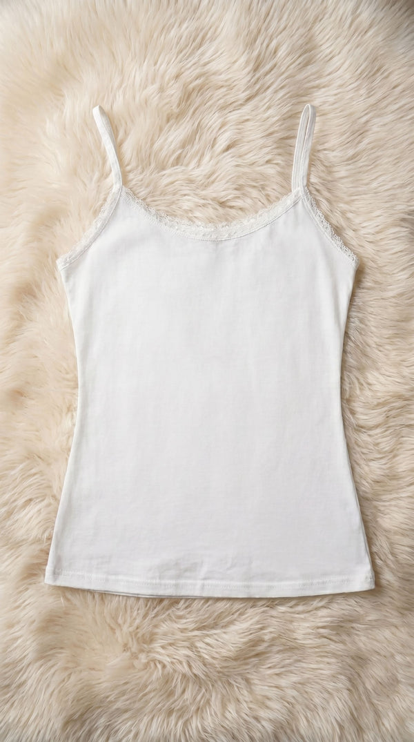 White Solid Tank Top LC003809