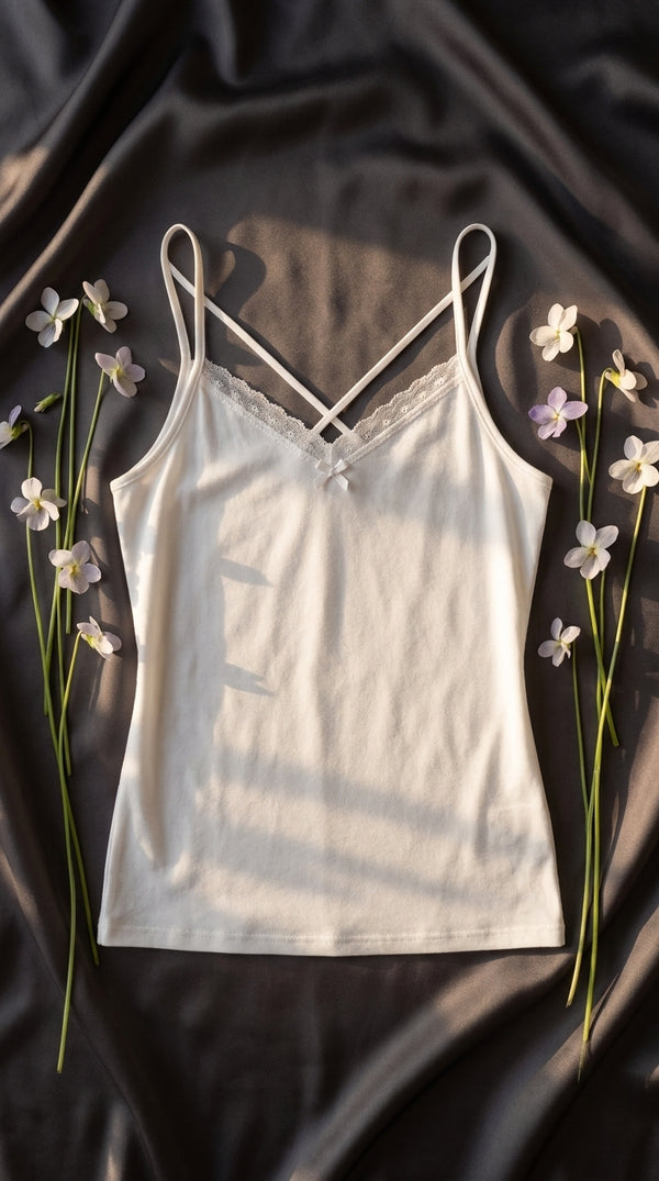 White Solid Tank Top LC0040