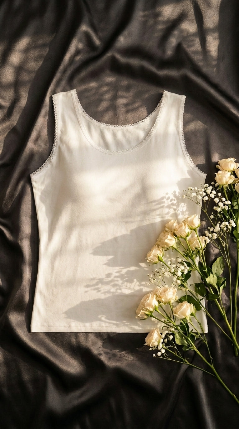 White Solid Tank Top LC0041