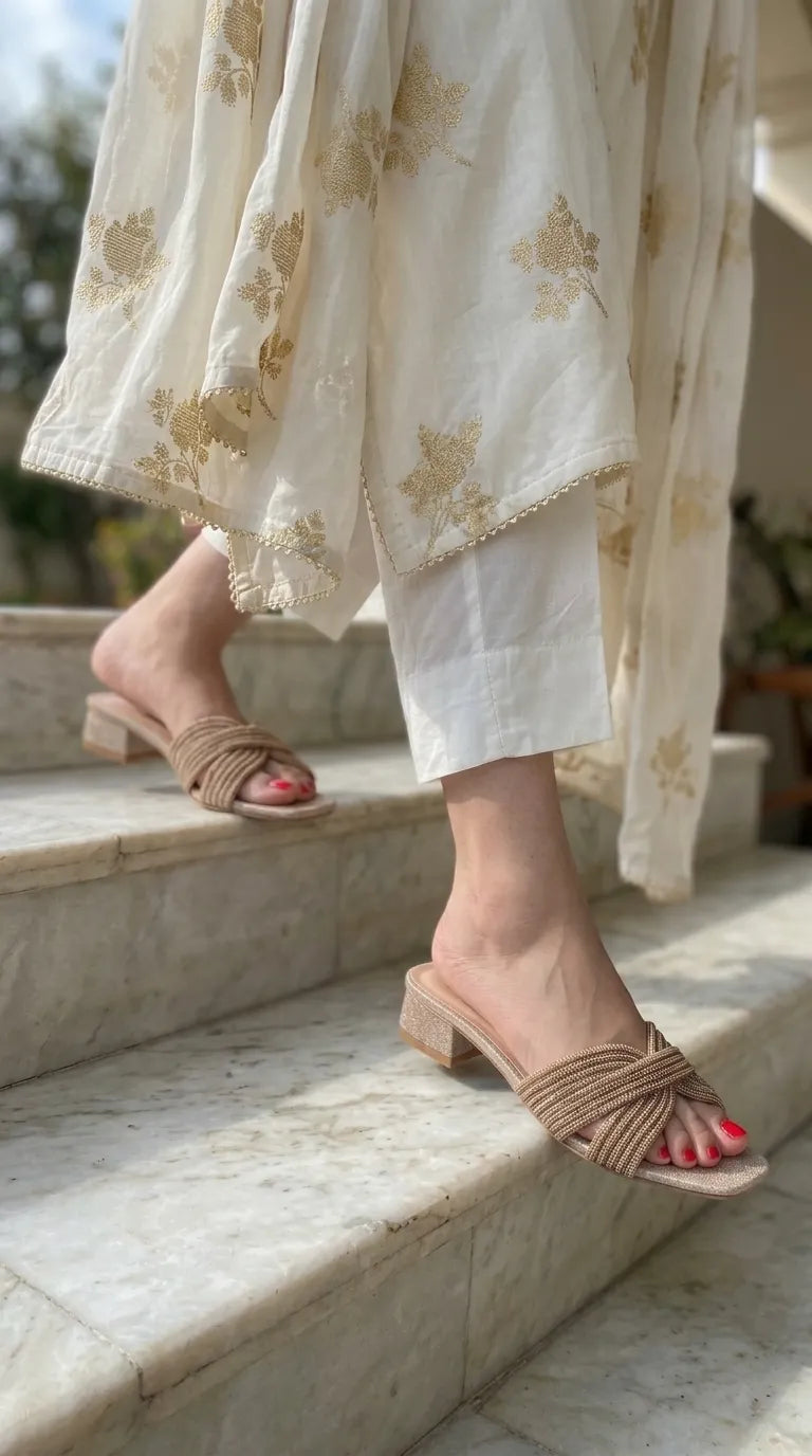 Golden Fancy Slipper For Women LFN720