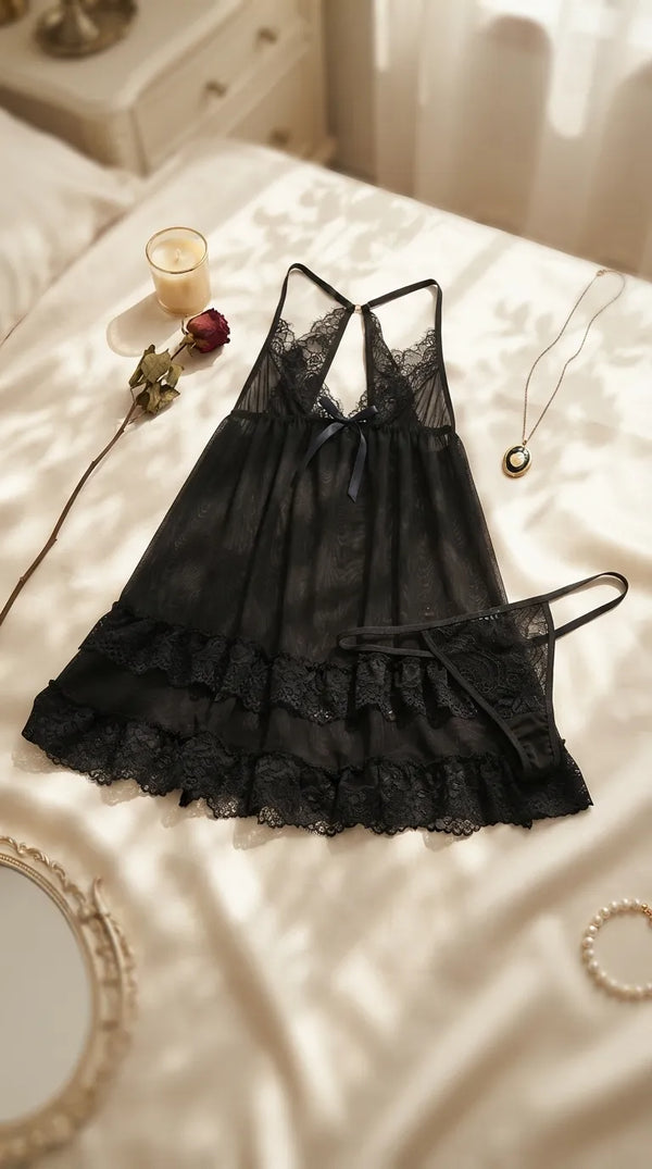 Black Short Nighty For Women LN0103