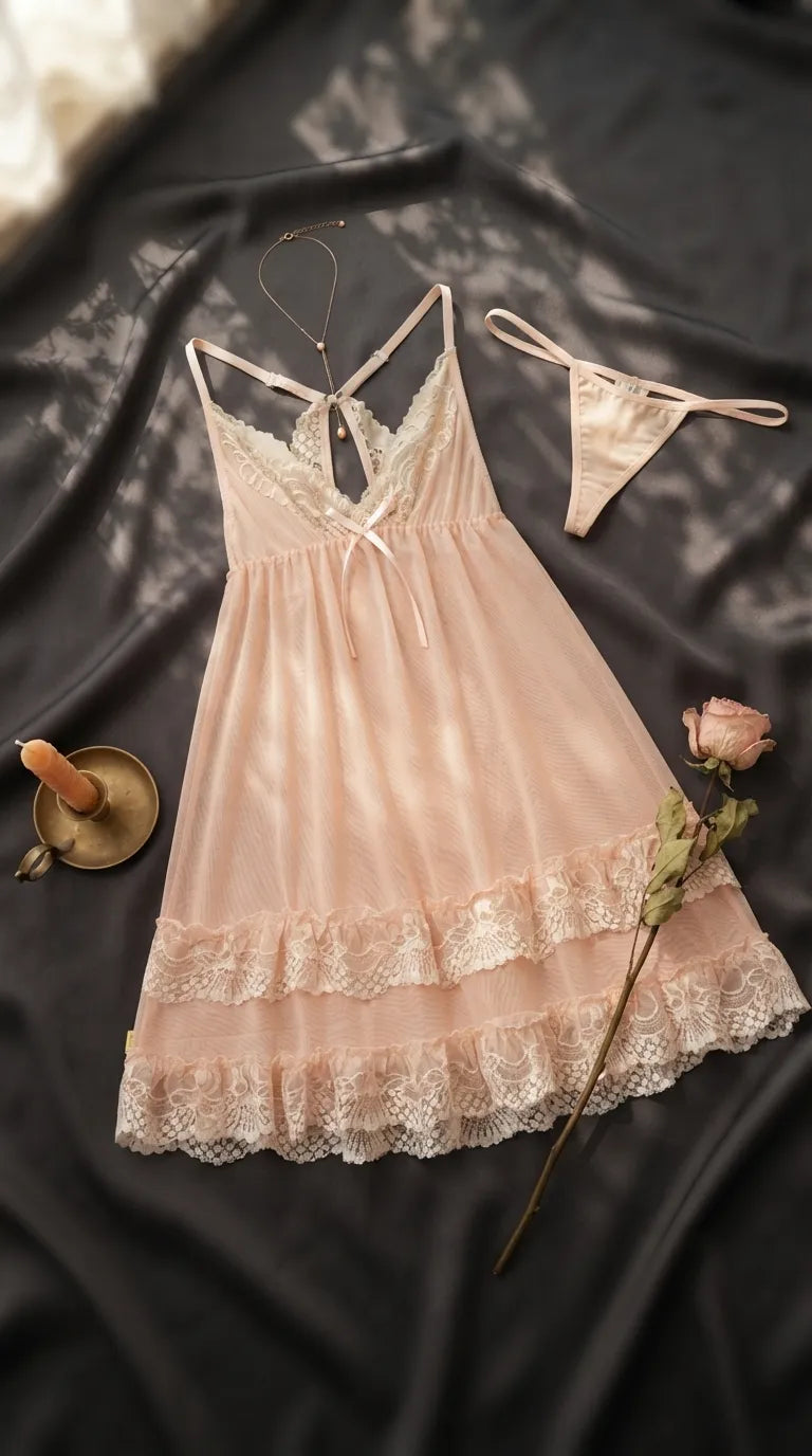 Peach Short Nighty For Women LN0103