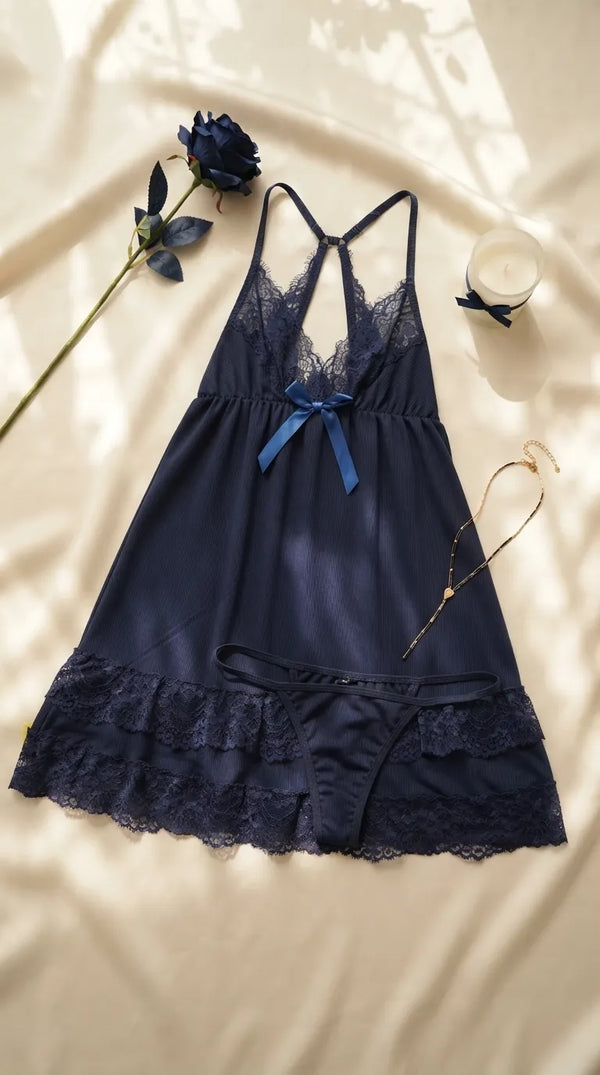 Navy Short Nighty For Women LN0104