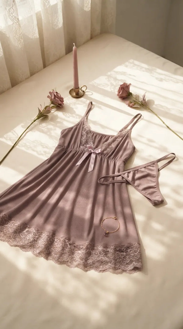 Tea Pink Short Nighty For Women LN0107