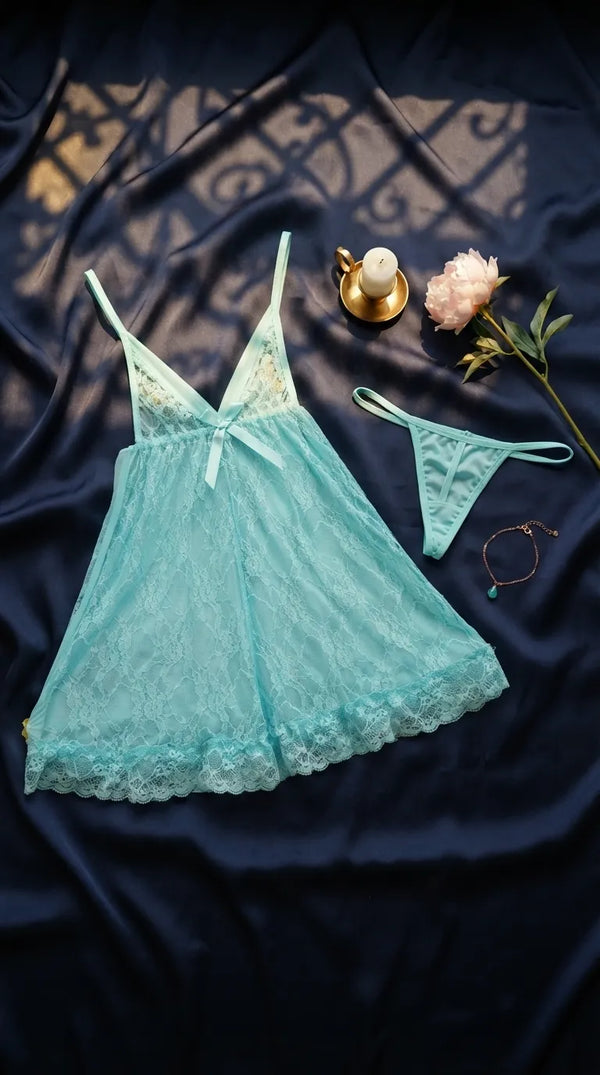 Seagreen Short Nighty For Women LN0111
