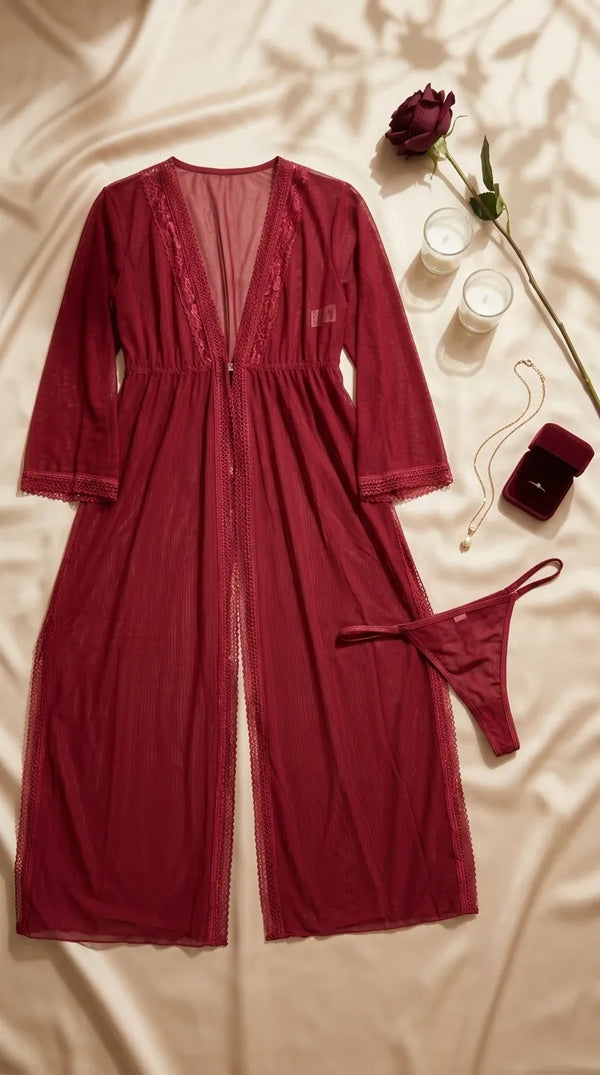 Maroon Short Inner Gown Nighty LN0116