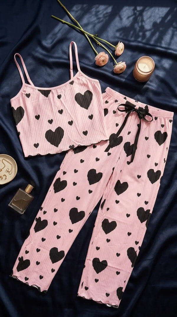 Pink Pajama Set For Women LN0120