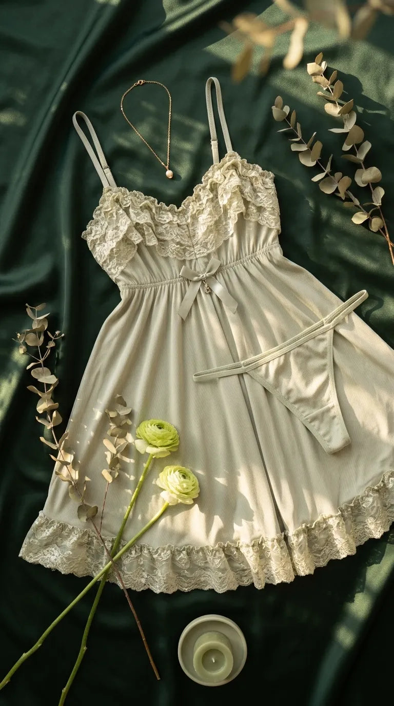 Green Short Nighty For Women LN0121
