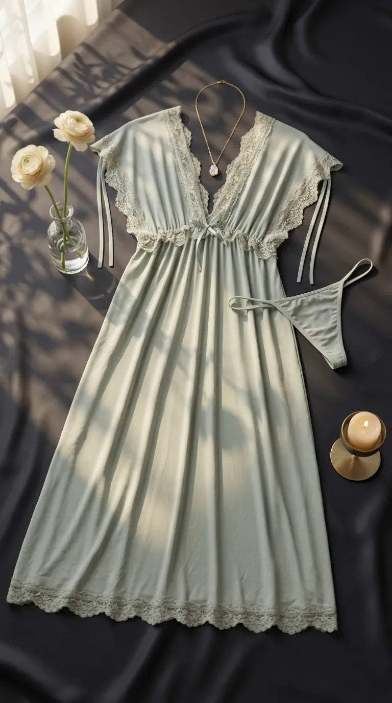 Green Long Nighty For Women LN0122