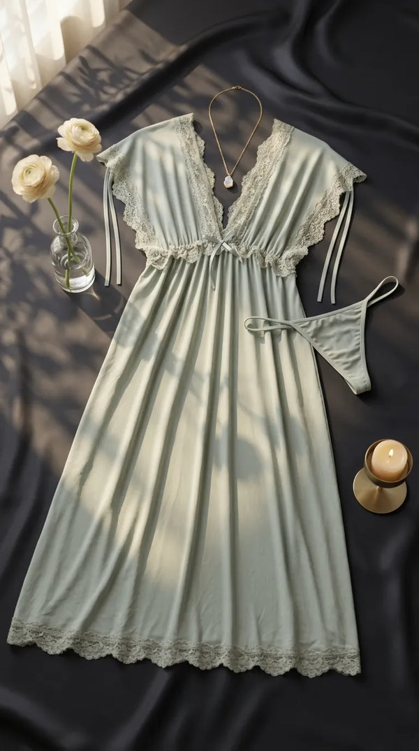 Green Long Nighty For Women LN0122