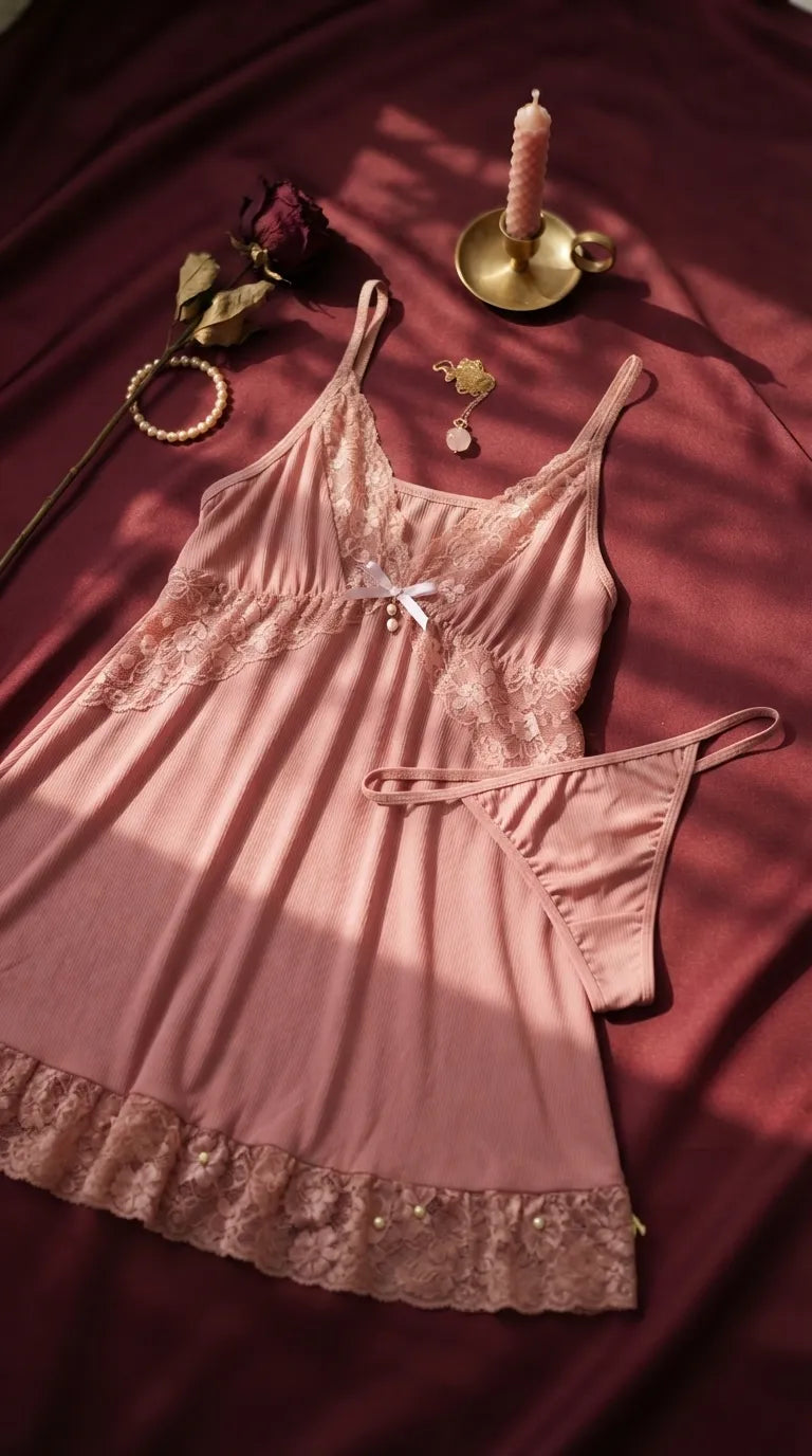 Pink Short Nighty For Women LN0123