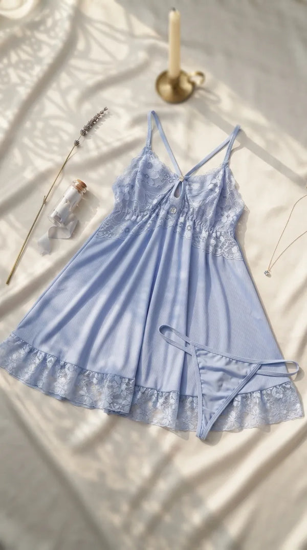 Blue Short Nighty For Women LN0124