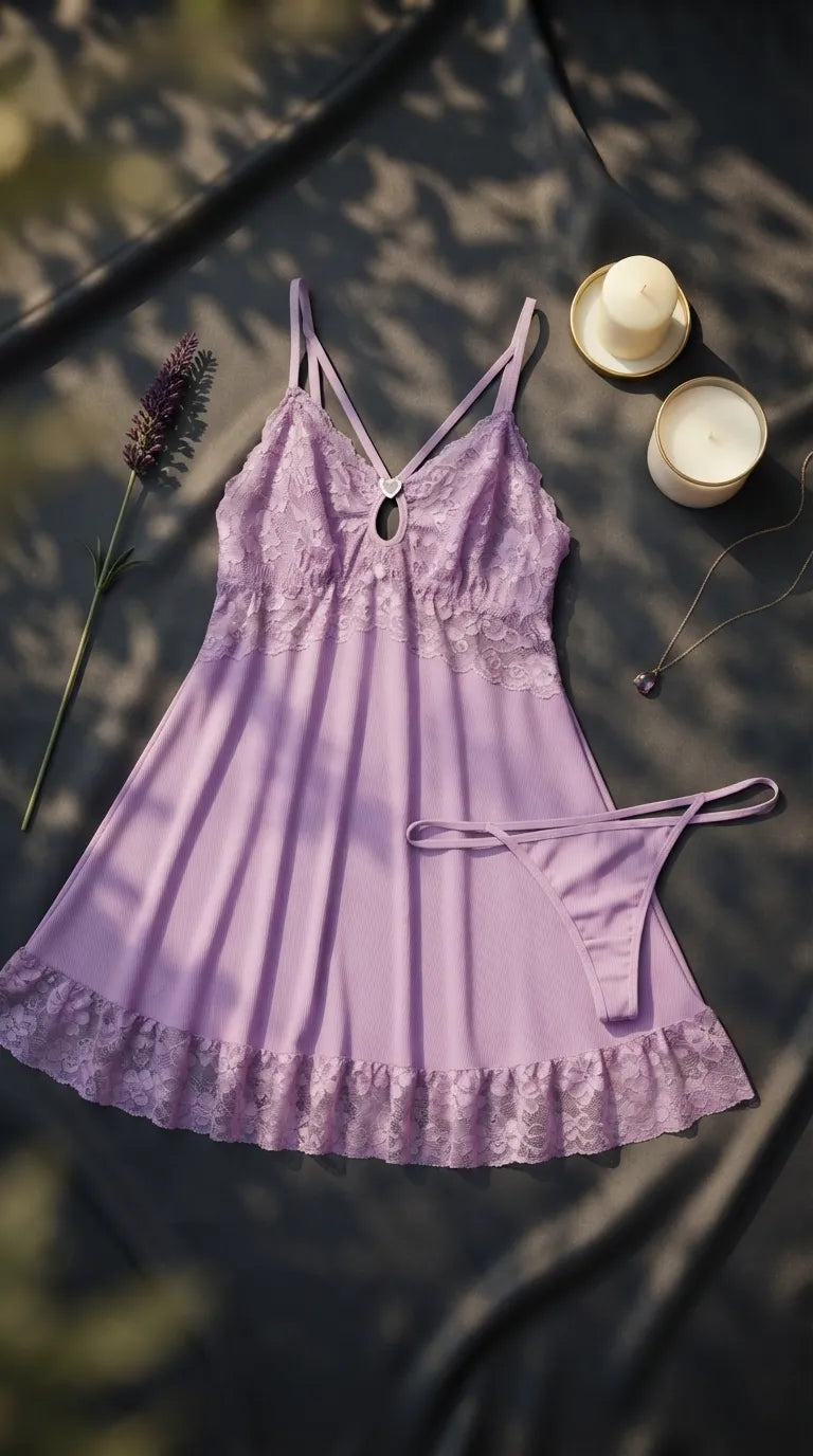 Purple Short Nighty For Women LN0124