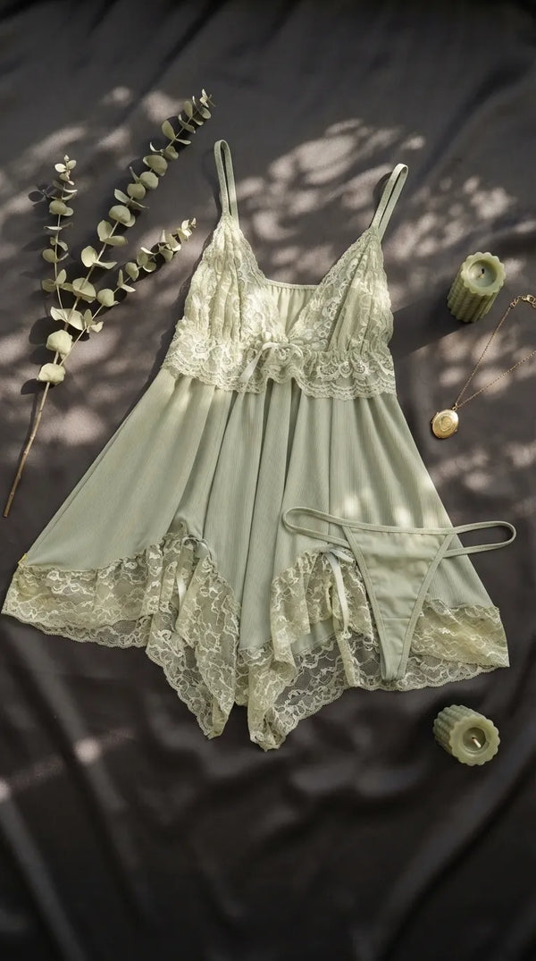 Green Short Nighty For Women LN0126