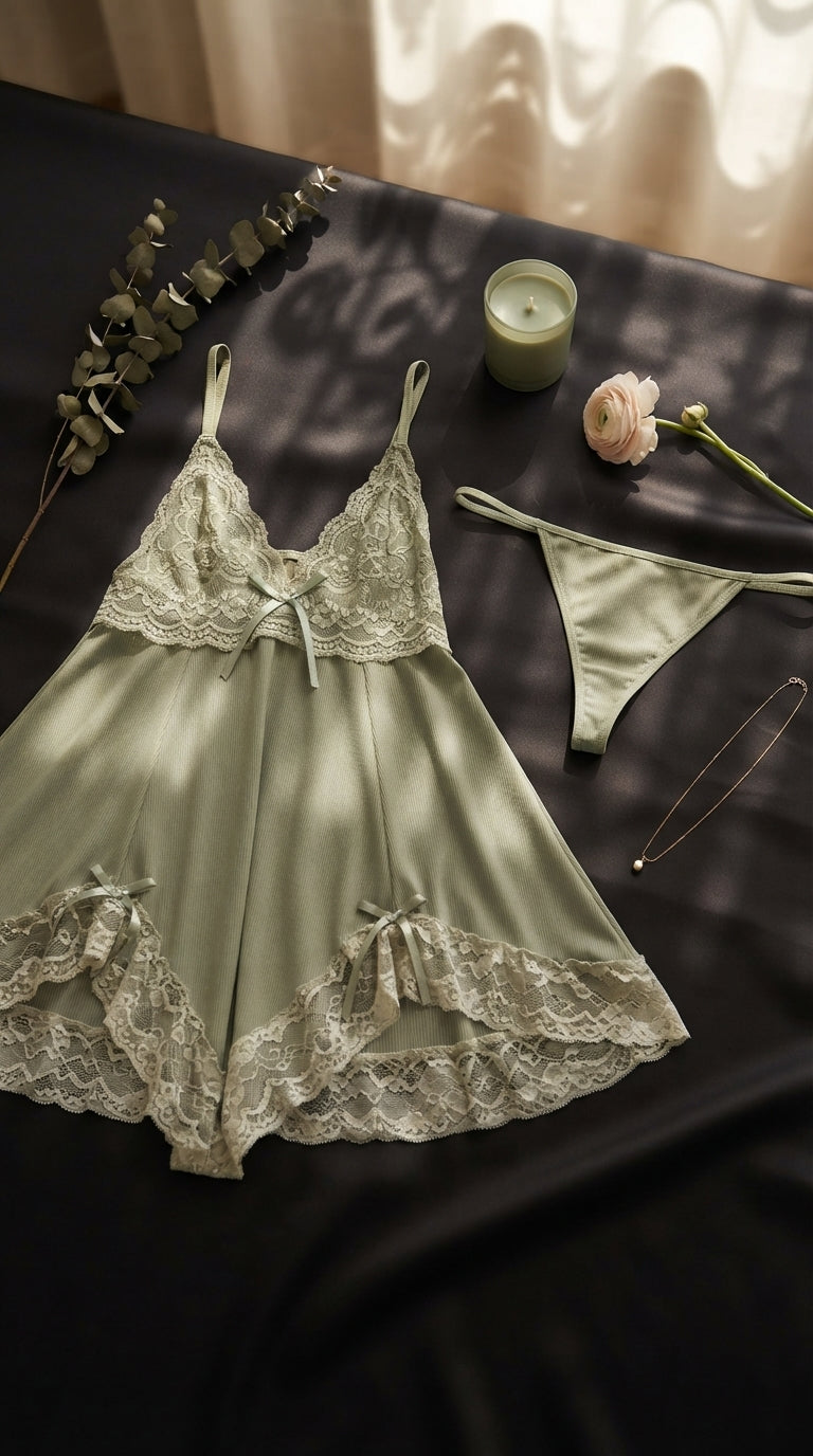 Green Short Nighty For Women LN0127