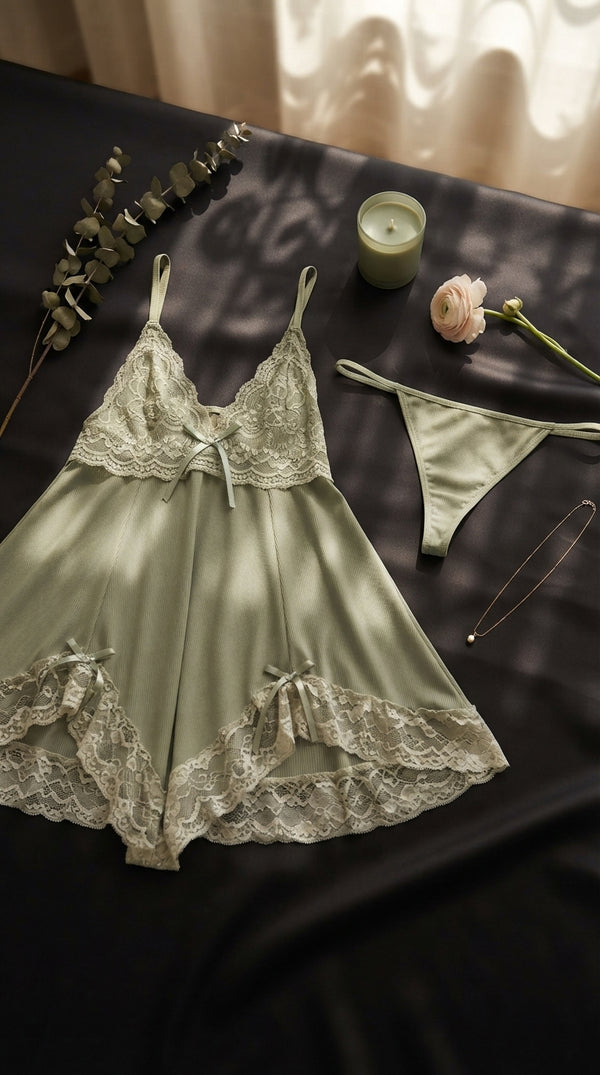 Green Short Nighty For Women LN0127