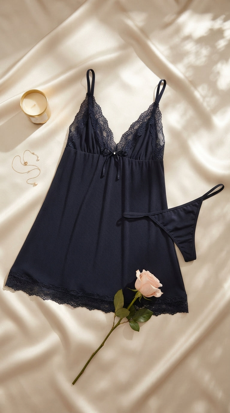 Black Short Nighty For Women LN0128
