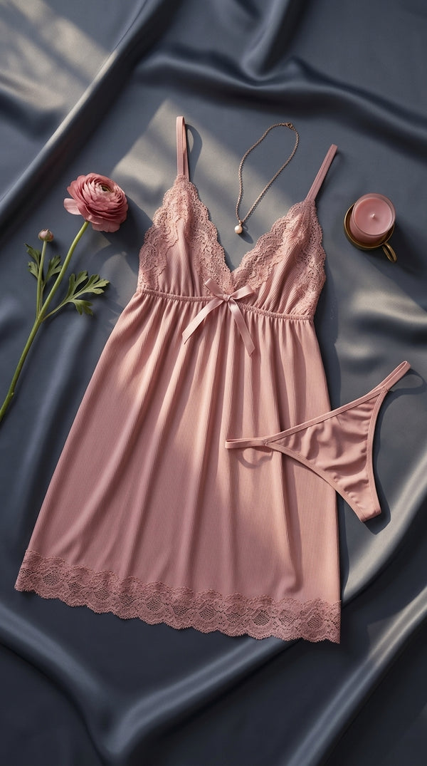 Pink Short Nighty For Women LN0128